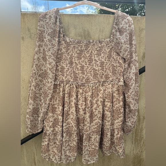 Altar'd State Ivory and Taupe Floral dress - Picture 3 of 6